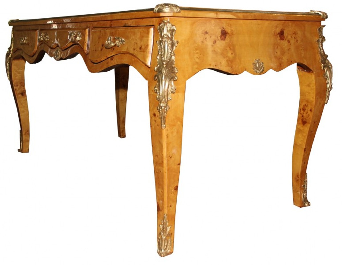 Casa Padrino Luxus Barock Schreibtisch aus Vogelaugenahorn im Antik Stil, 160 x 80 x 82 cm