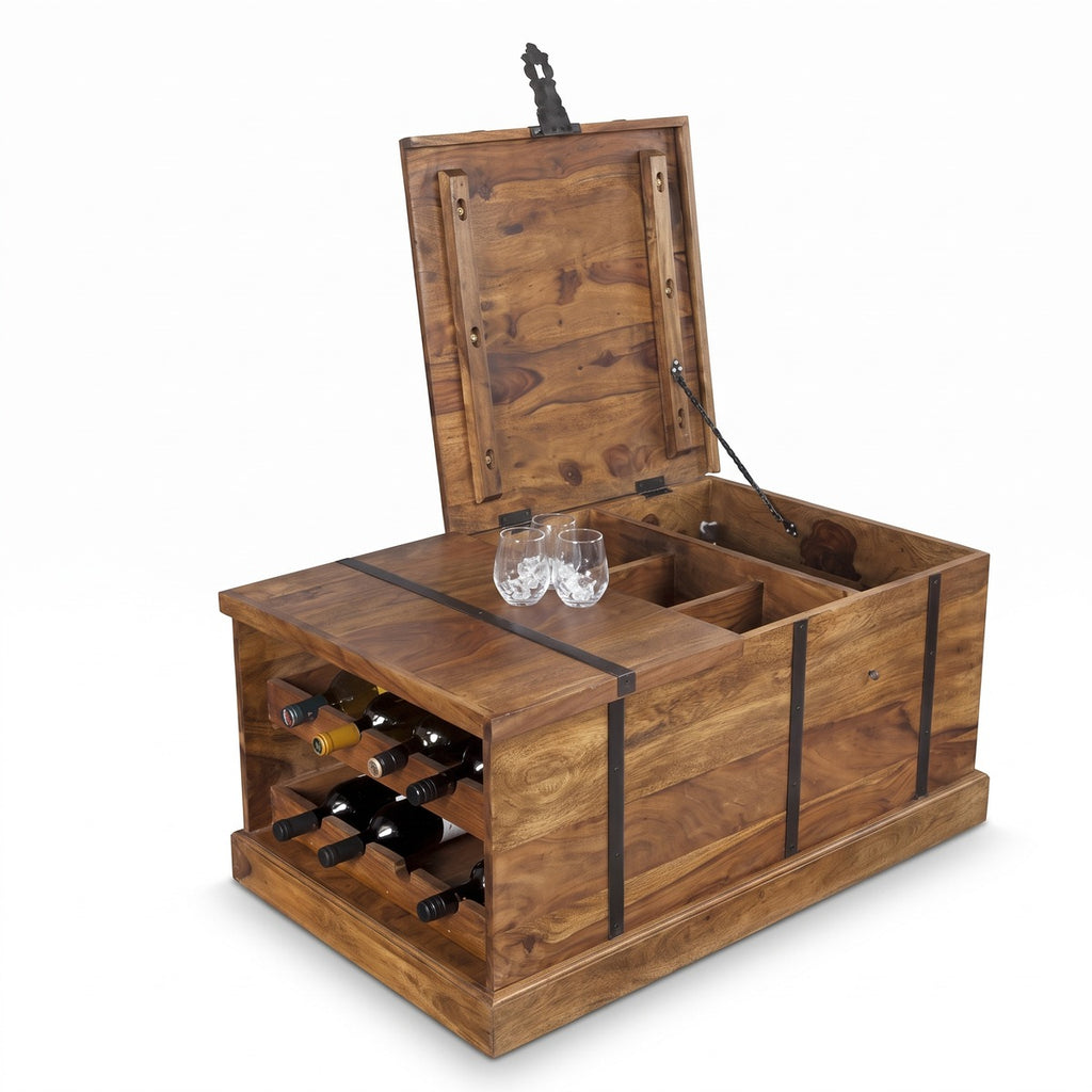 Casa Padrino Designer Massivholz Couchtisch Natur 100 x H. 40 cm -  Hausbar - Salon Wohnzimmer Tisch - Unikat (KI Studio)