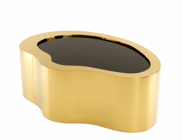 Casa Padrino Table basse de luxe Art déco Or 110 x 76 x H. 38 cm - Table de salon en or et verre noir