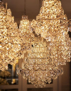 Casa Padrino Luxus Hängeleuchte im Barock Stil, Nickel, Durchmesser 80 cm, Höhe 95 cm