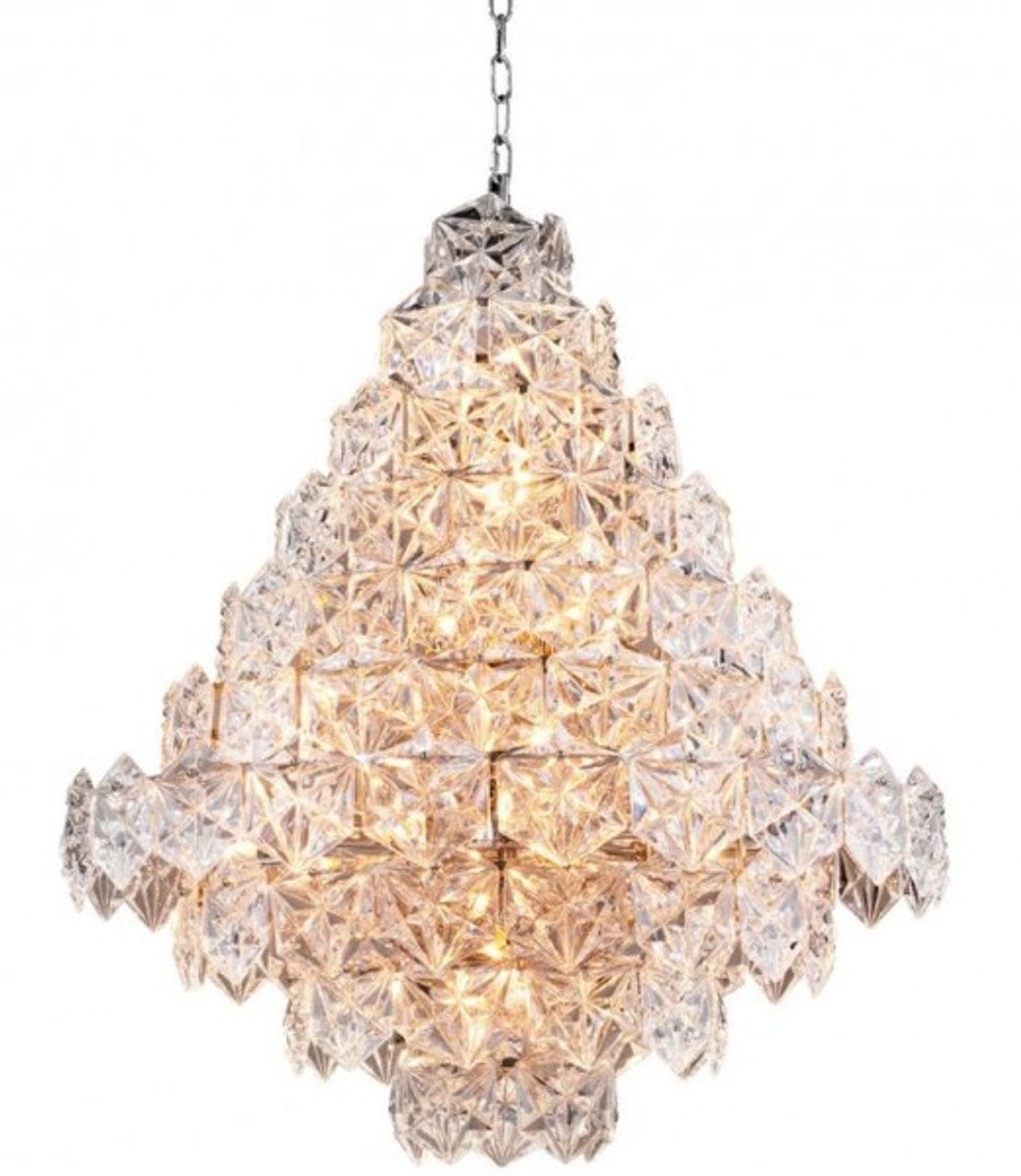Casa Padrino Luxus Hängeleuchte im Barock Stil, Nickel, Durchmesser 80 cm, Höhe 95 cm