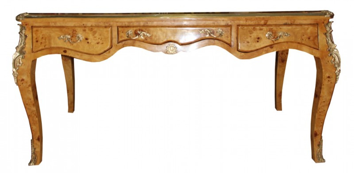 Casa Padrino Luxus Barock Schreibtisch aus Vogelaugenahorn im Antik Stil, 160 x 80 x 82 cm
