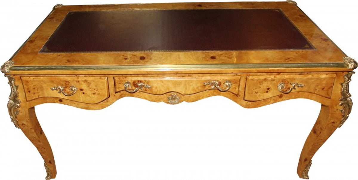 Casa Padrino Luxus Barock Schreibtisch aus Vogelaugenahorn im Antik Stil, 160 x 80 x 82 cm