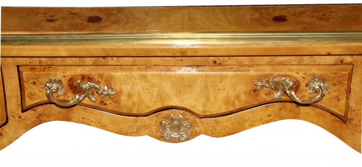 Casa Padrino Luxus Barock Schreibtisch aus Vogelaugenahorn im Antik Stil, 160 x 80 x 82 cm