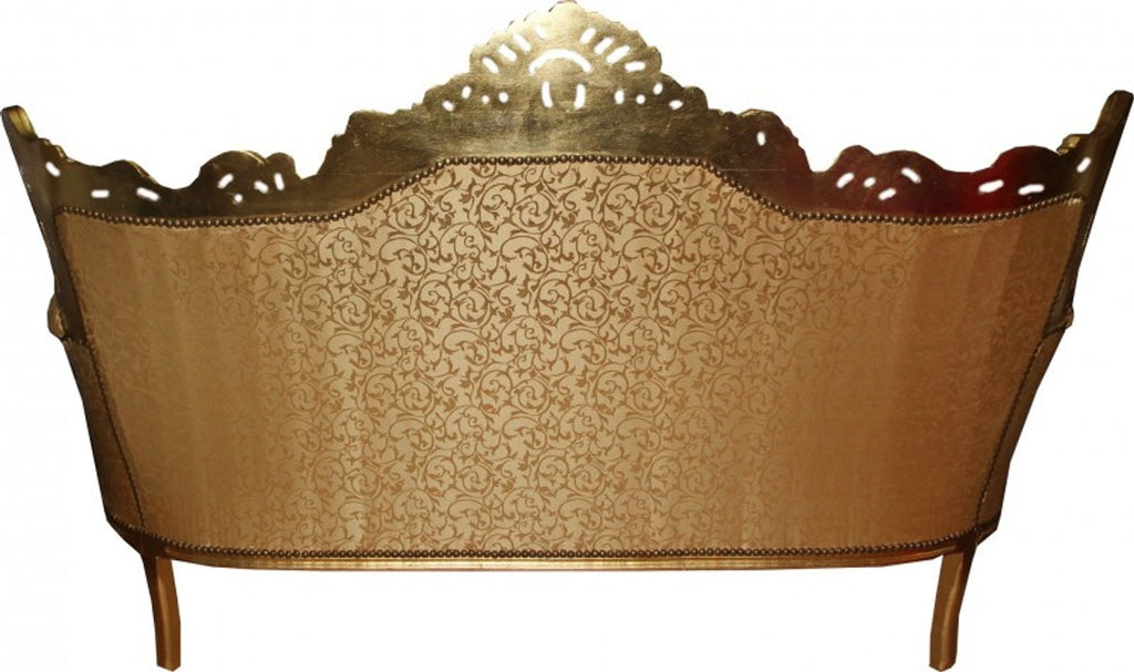 Casa Padrino Barock Sofa 3er Master Gold Muster / Gold - Antik Möbel - Breite 210 cm