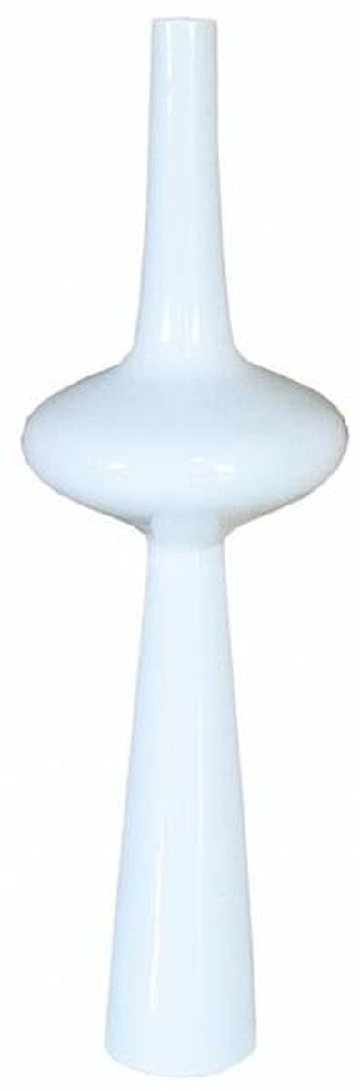 Casa Padrino Vase à fleurs design blanc laqué piano, vase décoratif de luxe moderne, H 90 cm x L 27 cm x P 27 cm