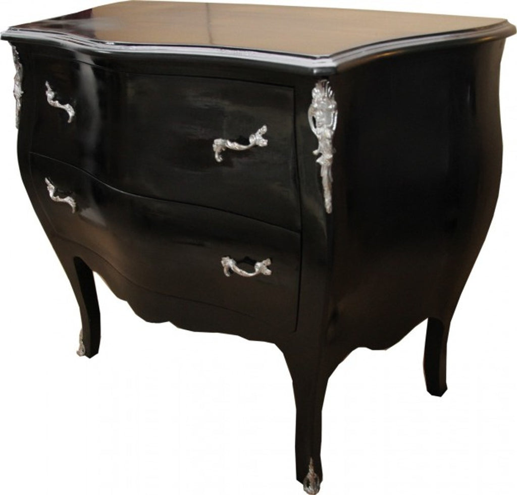 Casa Padrino Barock Kommode im Antik Stil in Schwarz, 103 x 52 x 89 cm