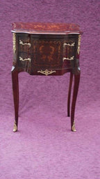 Casa Padrino Barock Kommode mit 2 Schubladen Braun Intarsien H 79 cm, B 52 cm - Modell Mahagoni - Nachttisch Konsole