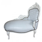 Casa Padrino Barock Kinder Chaiselongue Weiß / Weiß - Recamiere Barock Möbel - Höhe 93 cm