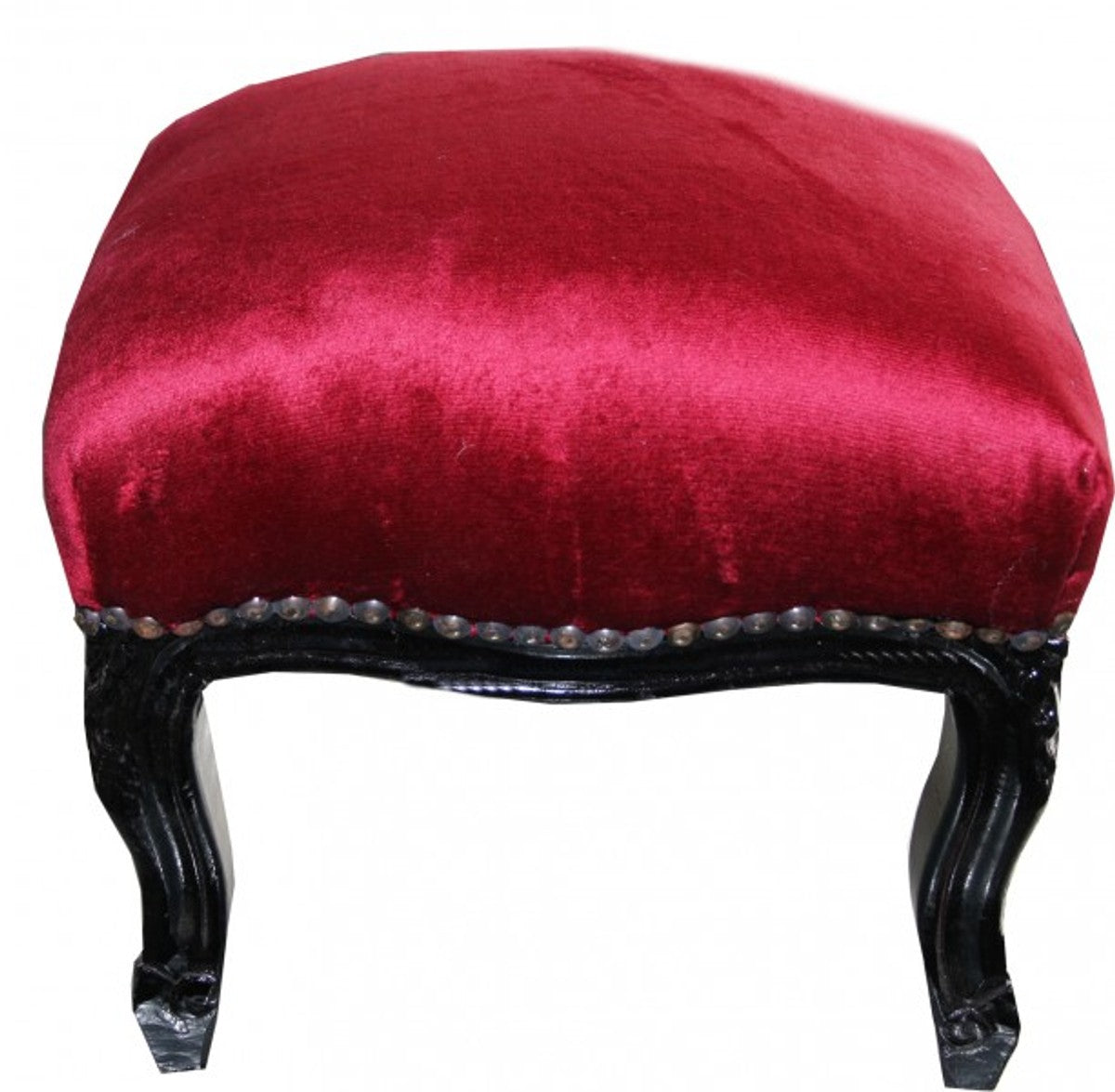 Casa Padrino Barock Fußhocker Bordeaux / Schwarz - Antik Stil Möbel - Hocker