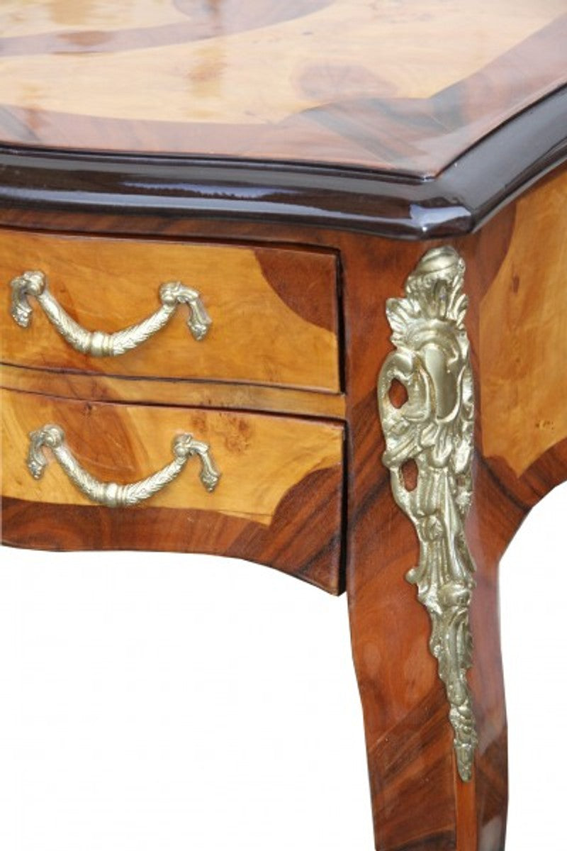 Casa Padrino Luxus Barock Schreibtisch aus Mahagoni Wurzelholz Furnier - Edler Sekretär mit 5 Schubladen - 100 x 58 x 80 cm