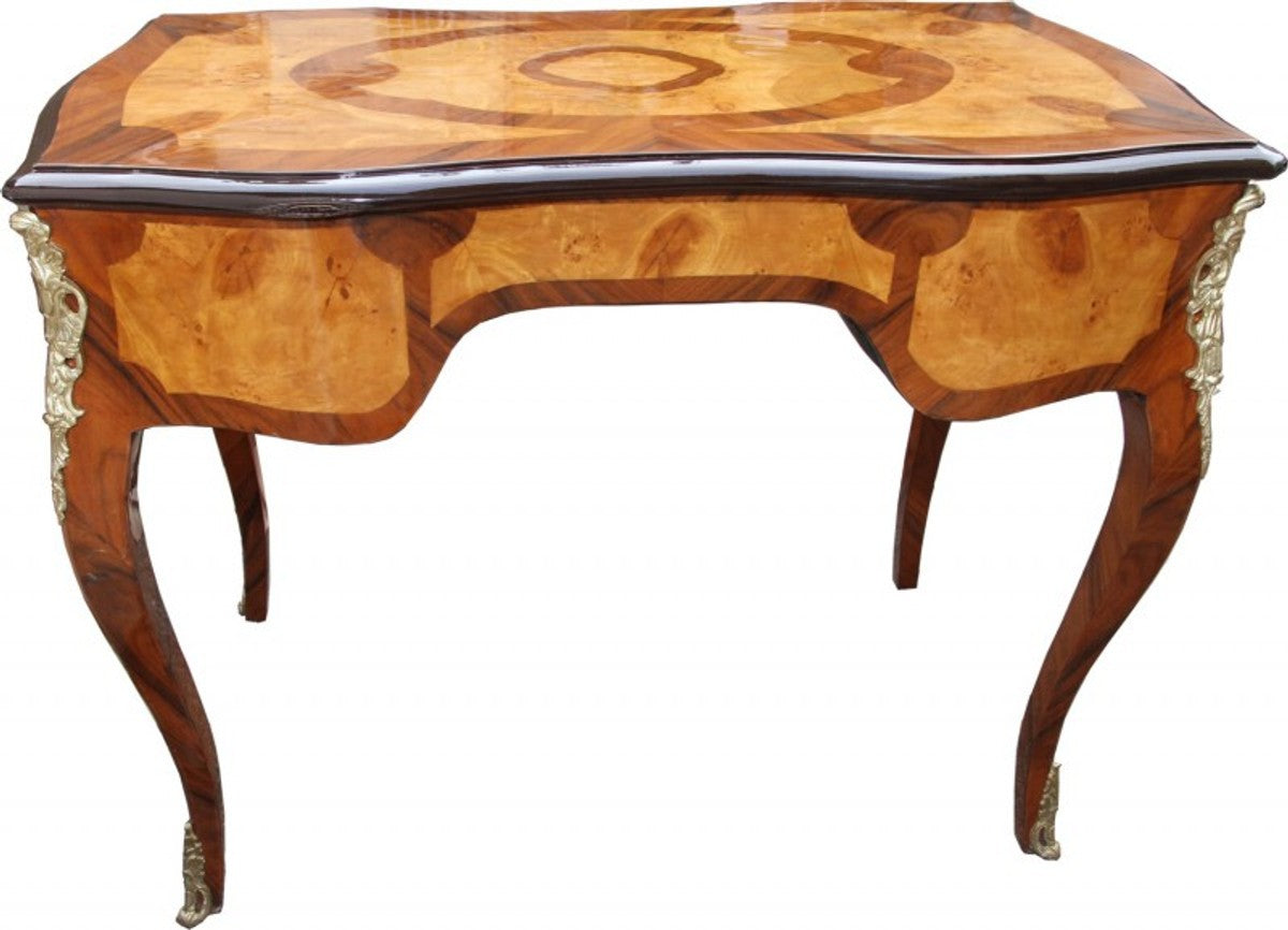 Casa Padrino Luxus Barock Schreibtisch aus Mahagoni Wurzelholz Furnier - Edler Sekretär mit 5 Schubladen - 100 x 58 x 80 cm