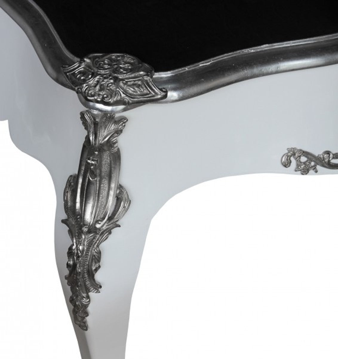 Casa Padrino Luxus Barock Schreibtisch Sekretär in Schwarz / Silber - 141 x 65 x H. 80 cm