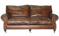 Casa Padrino Luxus Echt Leder Sofa im Art Deco Stil - 3 Sitzer - Cigar Braun - 201 x 105 x 93 cm