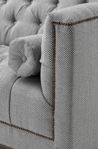 Casa Padrino Luxus Sofa Kubus Fischgrätmuster Grau - 3 Sitzer - Breite 230 cm - Edles Design für Wohnbereich und Hotel