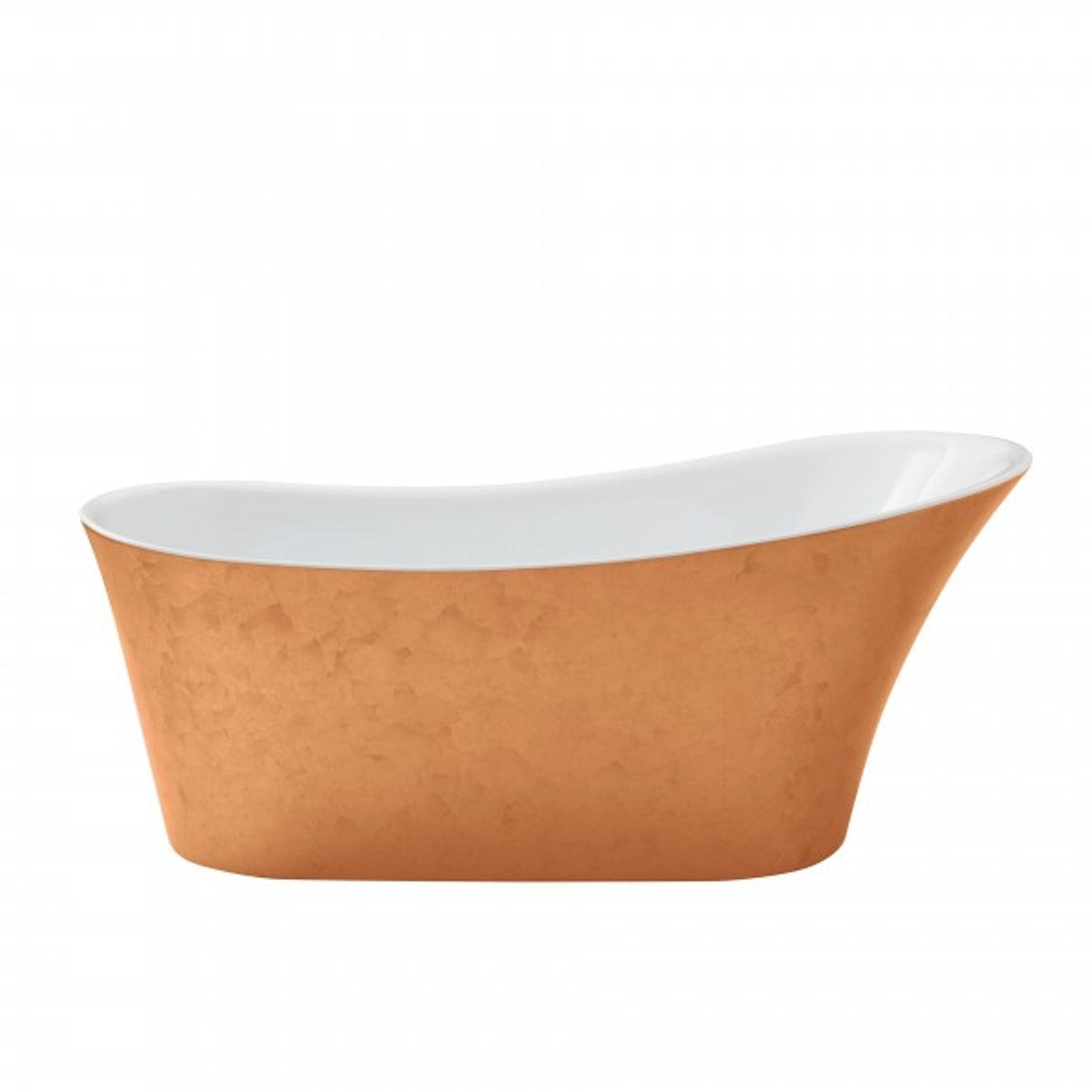 Casa Padrino Art Deco Badewanne freistehend Kupfereffekt 1710 mm - Luxuriöse Retro Wanne in Metallic Kupfer und Weiß