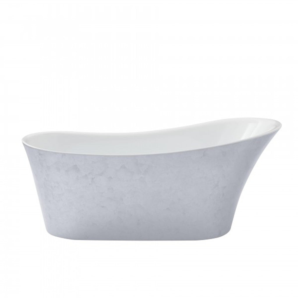Casa Padrino Art Deco Badewanne freistehend Edelstahleffekt Metallic Edelstahl Weiß 1710 mm - Retro Jugendstil Wanne