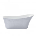 Casa Padrino Art Deco Badewanne freistehend Edelstahleffekt Metallic Edelstahl Weiß 1710 mm - Retro Jugendstil Wanne
