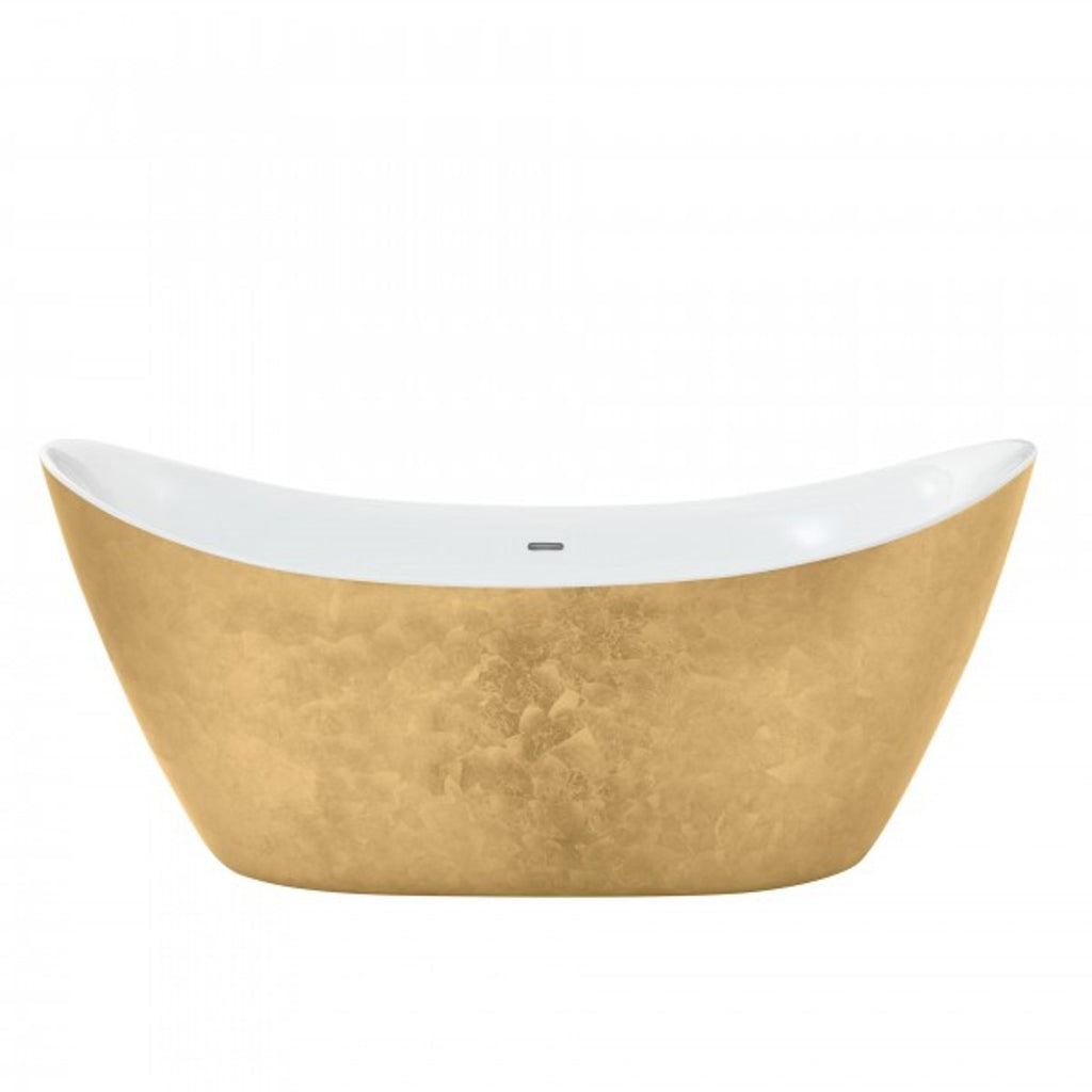 Casa Padrino Art Deco Badewanne freistehend Gold Modell He-Hyl 1730mm - Freistehende Retro Antik Jugendstil Badewanne