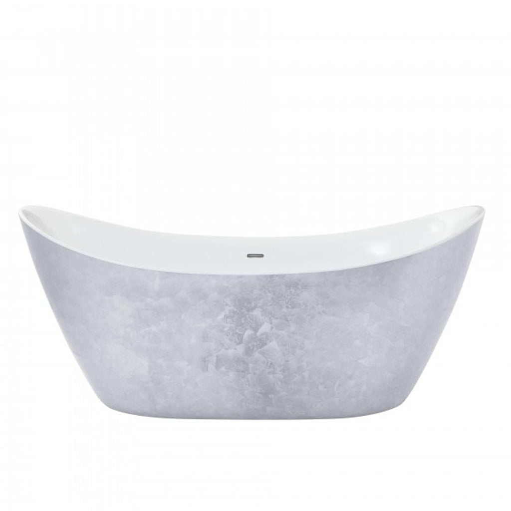Casa Padrino Art Deco Badewanne freistehend Edelstahleffekt 1730 mm - Freistehende Retro Antik Jugendstil Badewanne