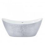 Casa Padrino Art Deco Badewanne freistehend Edelstahleffekt 1730 mm - Freistehende Retro Antik Jugendstil Badewanne