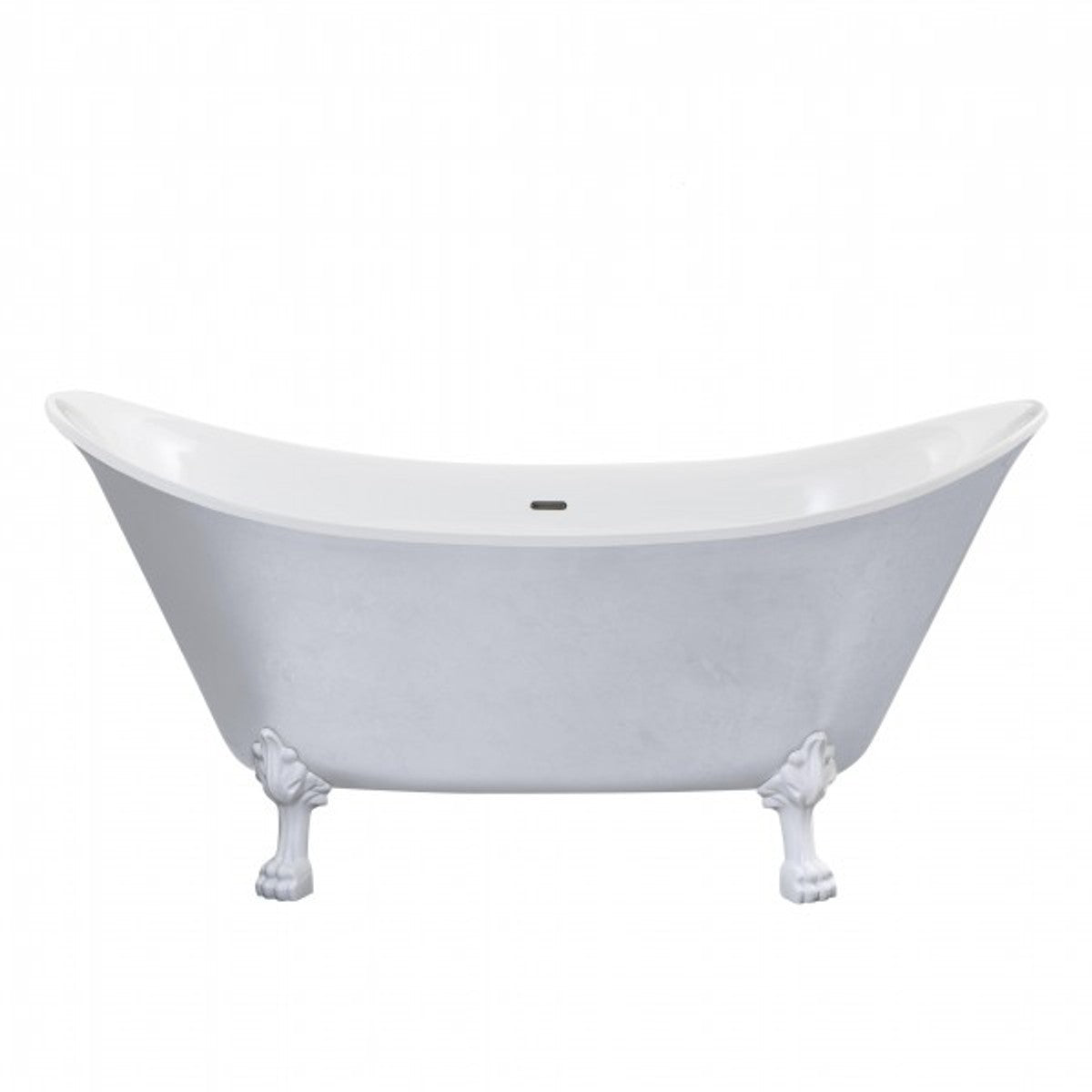 Casa Padrino Jugendstil Badewanne freistehend Edelstahleffekt 1730 mm - Freistehende Retro Antik Badewanne Barock Stil