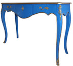 Casa Padrino Konsolentisch Barock Stil Blau / Gold Massivholz 135 x 47 x 92 cm