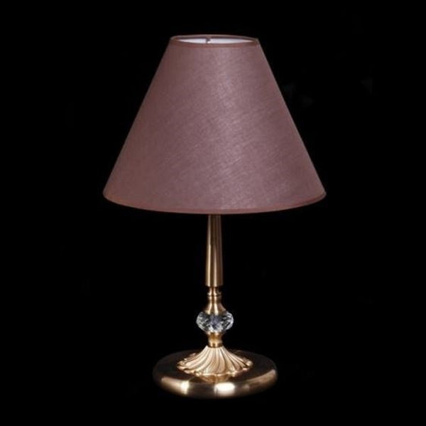 Casa Padrino Luxus Kristall Tischleuchte Barock Stil Bronze / Lampenschirm Braun 31 x 50 cm