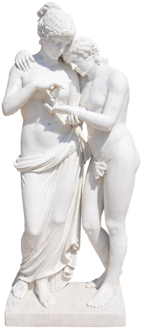 Casa Padrino Antik Stil Garten Deko Marmor Skulptur Liebespaar Weiß H. 180 cm