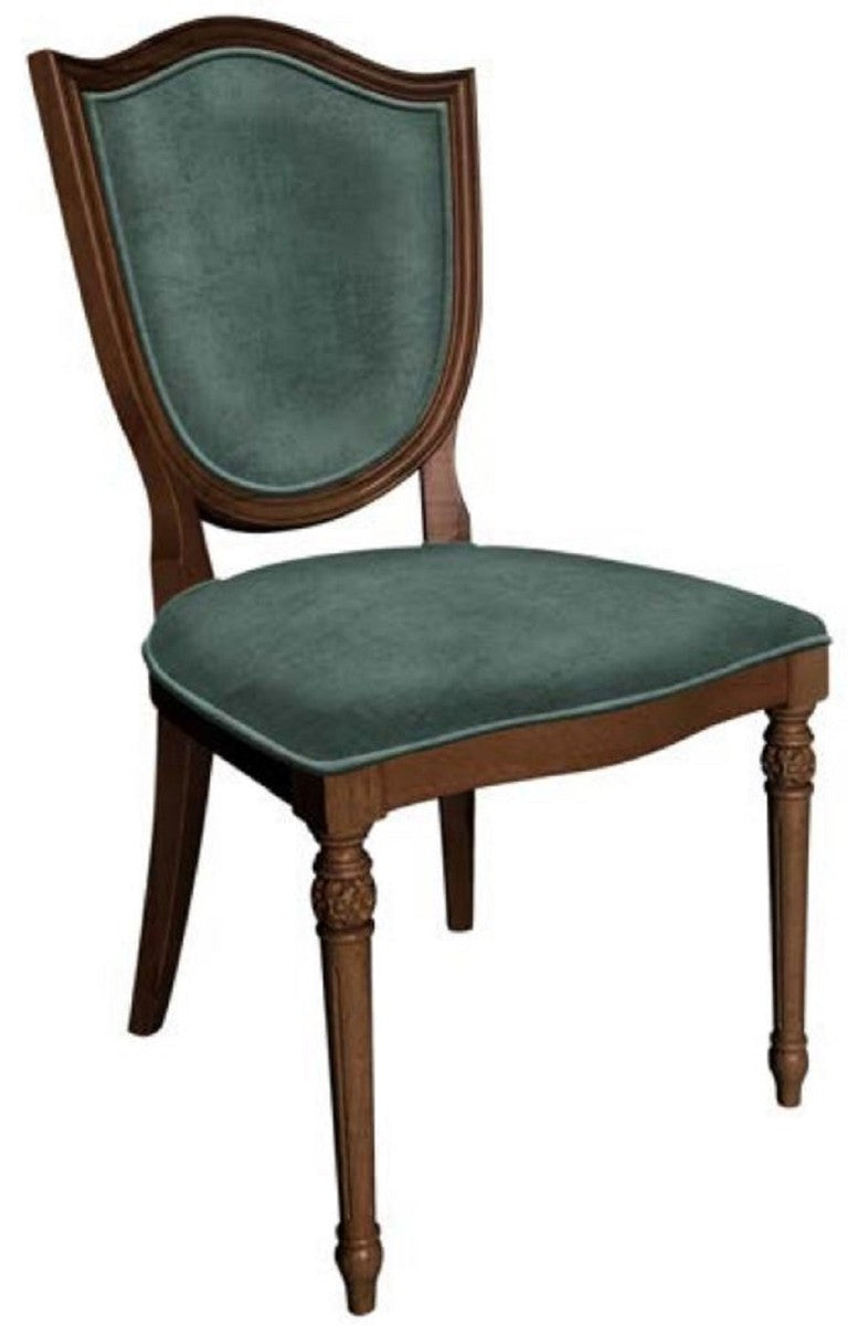 Casa Padrino Art Deco Esszimmerstuhl Grün / Braun - Eleganter Massivholz Stuhl - Art Deco Esszimmer Möbel
