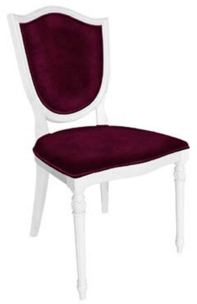 Casa Padrino Art Deco Esszimmerstuhl Lila / Weiß - Eleganter Massivholz Stuhl - Art Deco Esszimmer Möbel