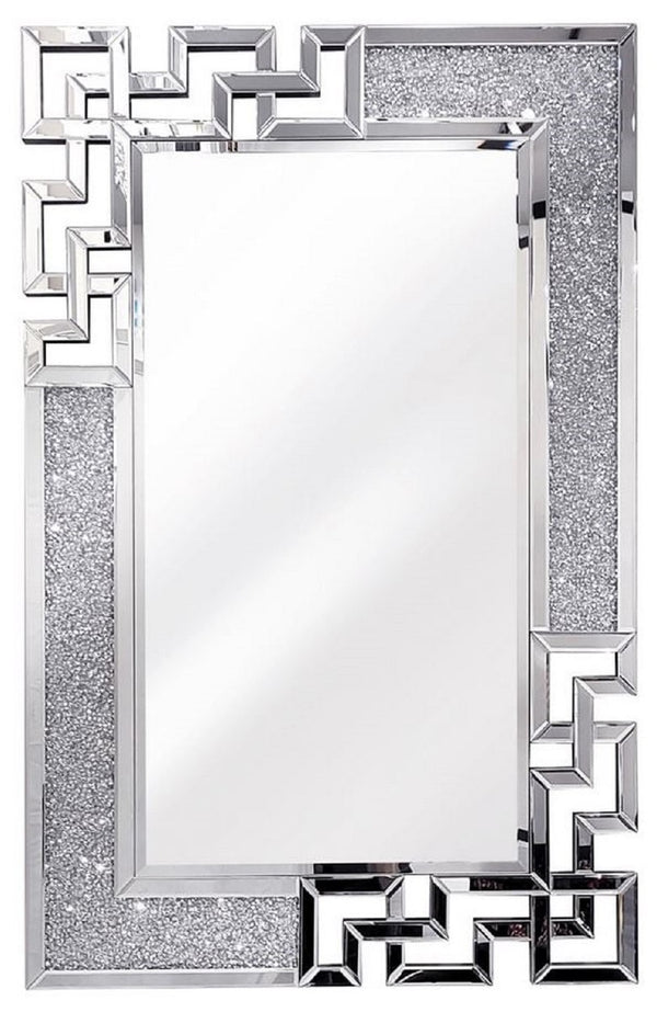 Casa Padrino miroir mural design en cristal 80 x 3 x H. 120 cm - Miroir rectangulaire avec cristaux de verre décoratifs - Miroir de salon - Miroir de chambre - Miroir d'armoire - Mobilier de luxe