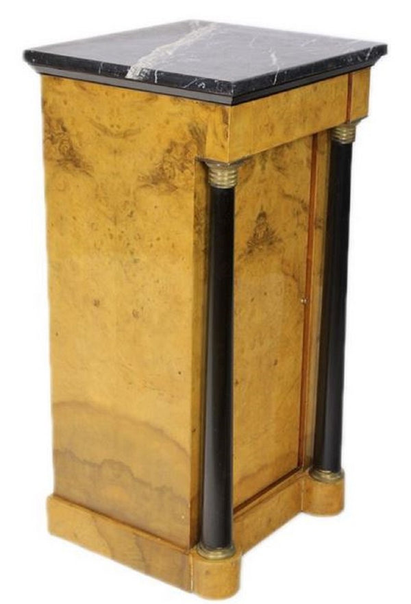 Casa Padrino Barock Wurzelholz Säule mit Marmorplatte Hellbraun / Schwarz / Gold 40 x 35 x H. 80 cm - Barock Möbel