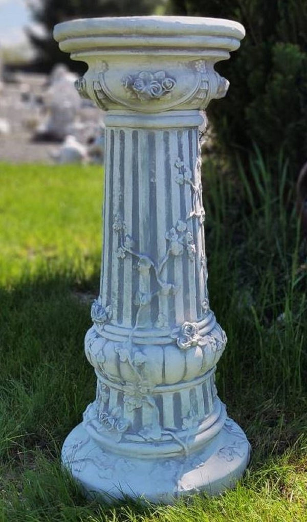 Casa Padrino Pilar Barroco Gris Ø 35 x A. 78 cm - Magnífica Pilar de Jardín de Estilo Barroco - Decoración Pilar Redonda de Piedra - Accesorios de Decoración de Terrazas y Jardines Barrocos