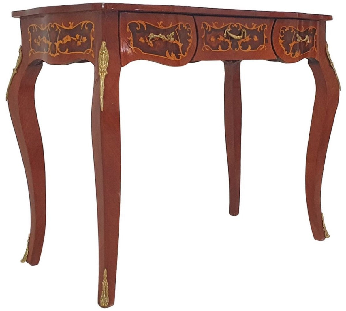 Casa Padrino Barock Sekretär Braun - Handgefertigter Barockstil Schreibtisch mit 3 Schubladen - Büromöbel im Barockstil - Barock Möbel - Barock Einrichtung - Büro Einrichtung im Barockstil