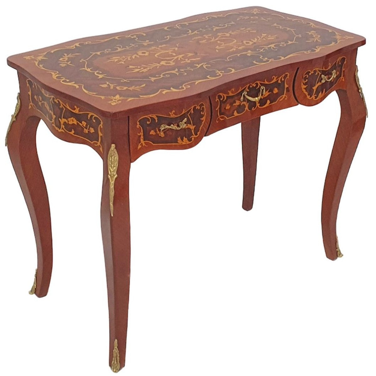 Casa Padrino Barock Sekretär Braun - Handgefertigter Barockstil Schreibtisch mit 3 Schubladen - Büromöbel im Barockstil - Barock Möbel - Barock Einrichtung - Büro Einrichtung im Barockstil
