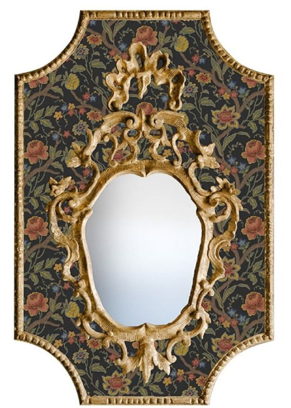 Casa Padrino Espejo Barroco Multicolor / Negro / Oro Antiguo 65 x H. 99 cm - Espejo de Pared Barroco con Diseño de Flores