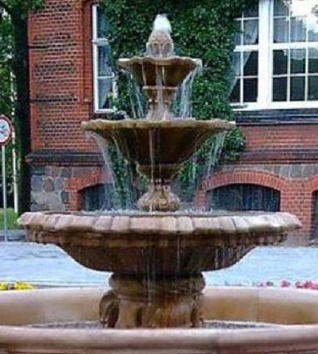 Casa Padrino Barock Springbrunnen Braun Ø 145 x H. 180 cm - Gartenbrunnen - Gartendeko Brunnen - Prunkvolle Barock Garten Deko Accessoires