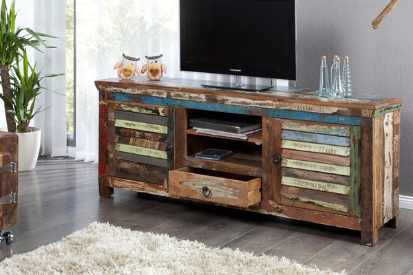 Casa Padrino buffet design multicolore L.150 x H.60 x T.40 - meuble TV - commode - fait main - bois massif