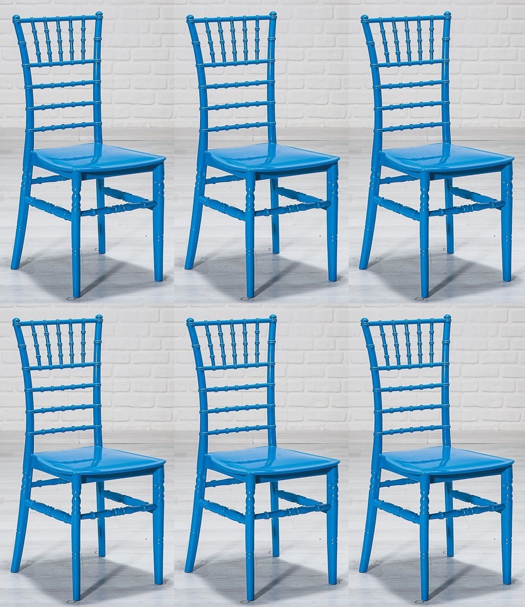 Casa Padrino Designer Acryl Stuhl Set Blau 40 x 46 x H. 92,5 cm - Esszimmerstühle - Acryl Esszimmer Möbel