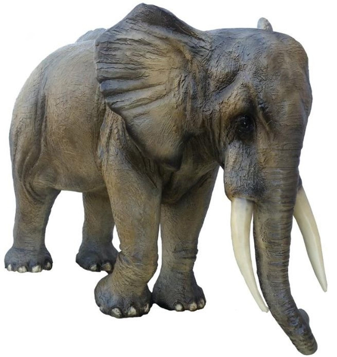 Casa Padrino Deko Skulptur Elefant Grau / Braun 410 x 155 x H. 223 cm - Riesige Lebensgroße Gartenfigur - Gartendeko