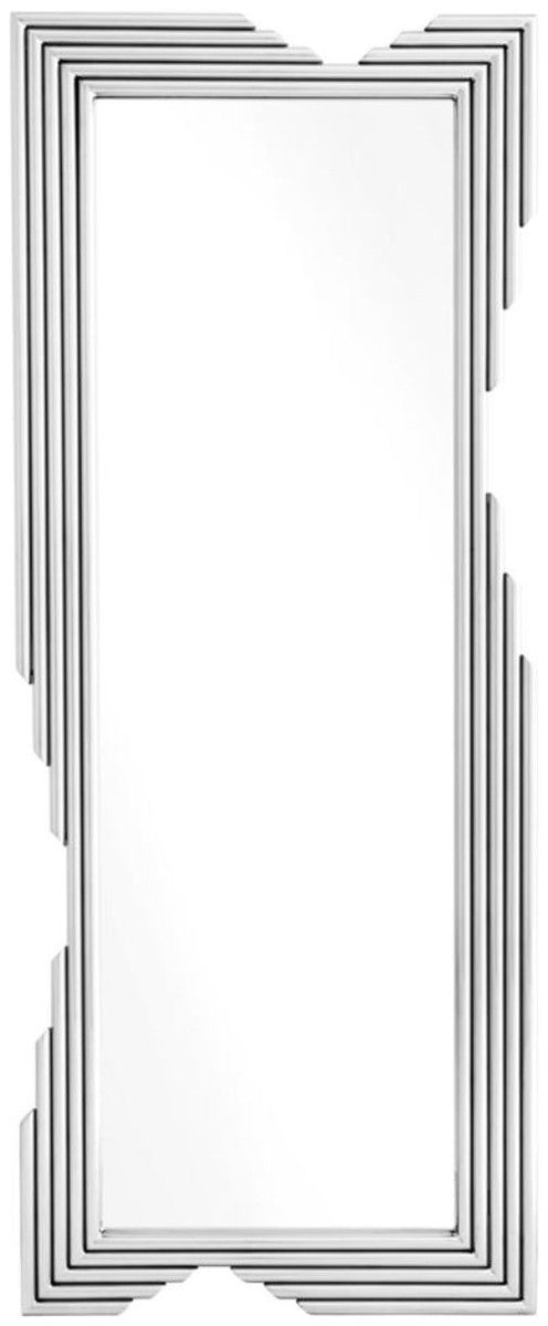 Casa Padrino Designer Edelstahl Spiegel Silber 81 x 6 x H. 200 cm - Luxus Wohnzimmer Wandspiegel