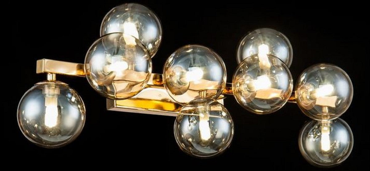 Casa Padrino Designer Wandleuchte Gold / Bernsteinfarben 66 x 23 x H. 24 cm - Moderne Wohnzimmer Lampe