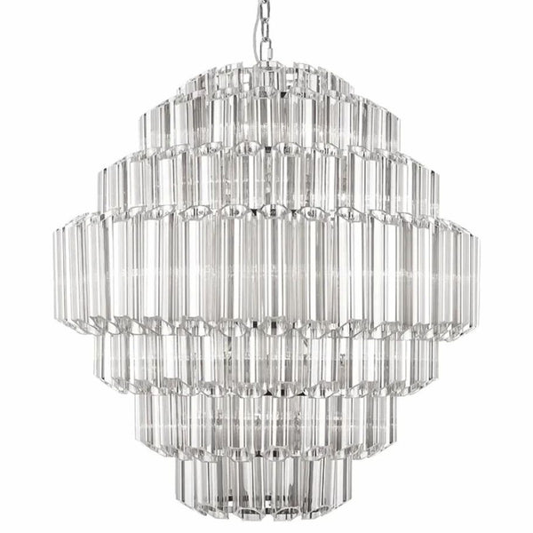 Casa Padrino Glas Kronleuchter Silber Ø 80 x H. 93 cm - Runder Kronleuchter