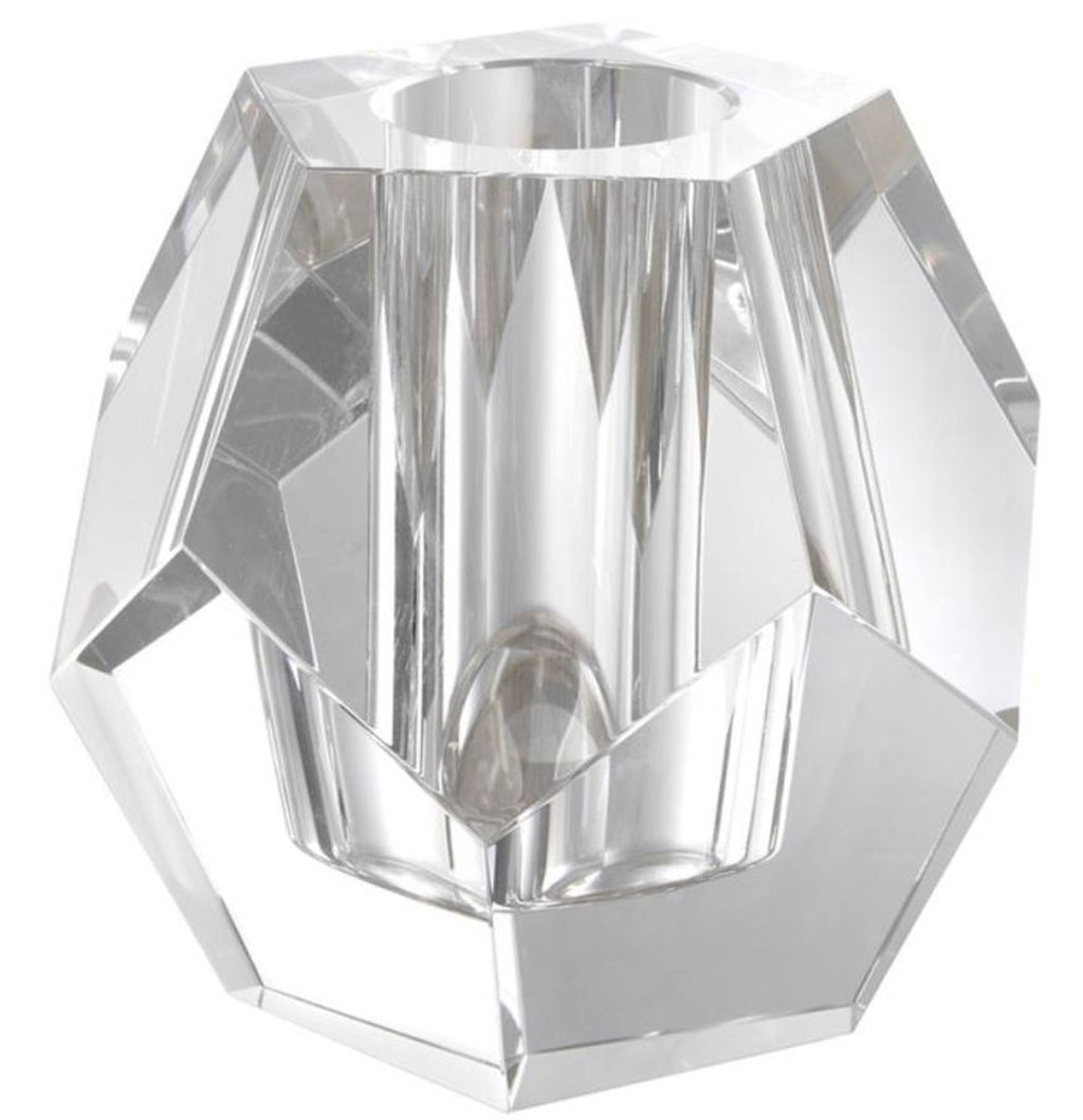 Casa Padrino Luxus Teelichthalter 16 x 16 x H. 15 cm - Kristallglas Deko Accessoires