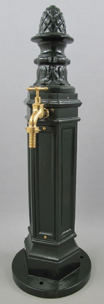 Casa Padrino colonna d'acqua da giardino Art Nouveau verde 33 x 34 x A. 95 cm - Nostalgico distributore d'acqua in alluminio con rubinetto - Accessori per la decorazione di giardini e terrazze