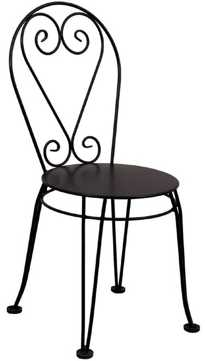 Casa Padrino Jugendstil Gartenstuhl 6er Set Schwarz 40 x 40 x H. 92 cm - Elegante Schmiedeeisen Stühle - Nostalgische Garten & Gastronomie Möbel