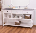 Casa Padrino Landhaus Stil Waschschrank Waschtisch Ohne Waschbecken Grau / Weiss - Bad Schrank