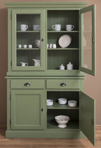Casa Padrino Landhausstil Esszimmerschrank Grün 126 x 45 x H. 200 cm - Massivholz Küchenschrank - Esszimmermöbel im Landhausstil - Landhausstil Einrichtung - Esszimmer Einrichtung