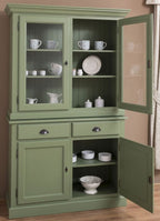 Casa Padrino Landhausstil Esszimmerschrank Grün 126 x 45 x H. 200 cm - Massivholz Küchenschrank - Esszimmermöbel im Landhausstil - Landhausstil Einrichtung - Esszimmer Einrichtung